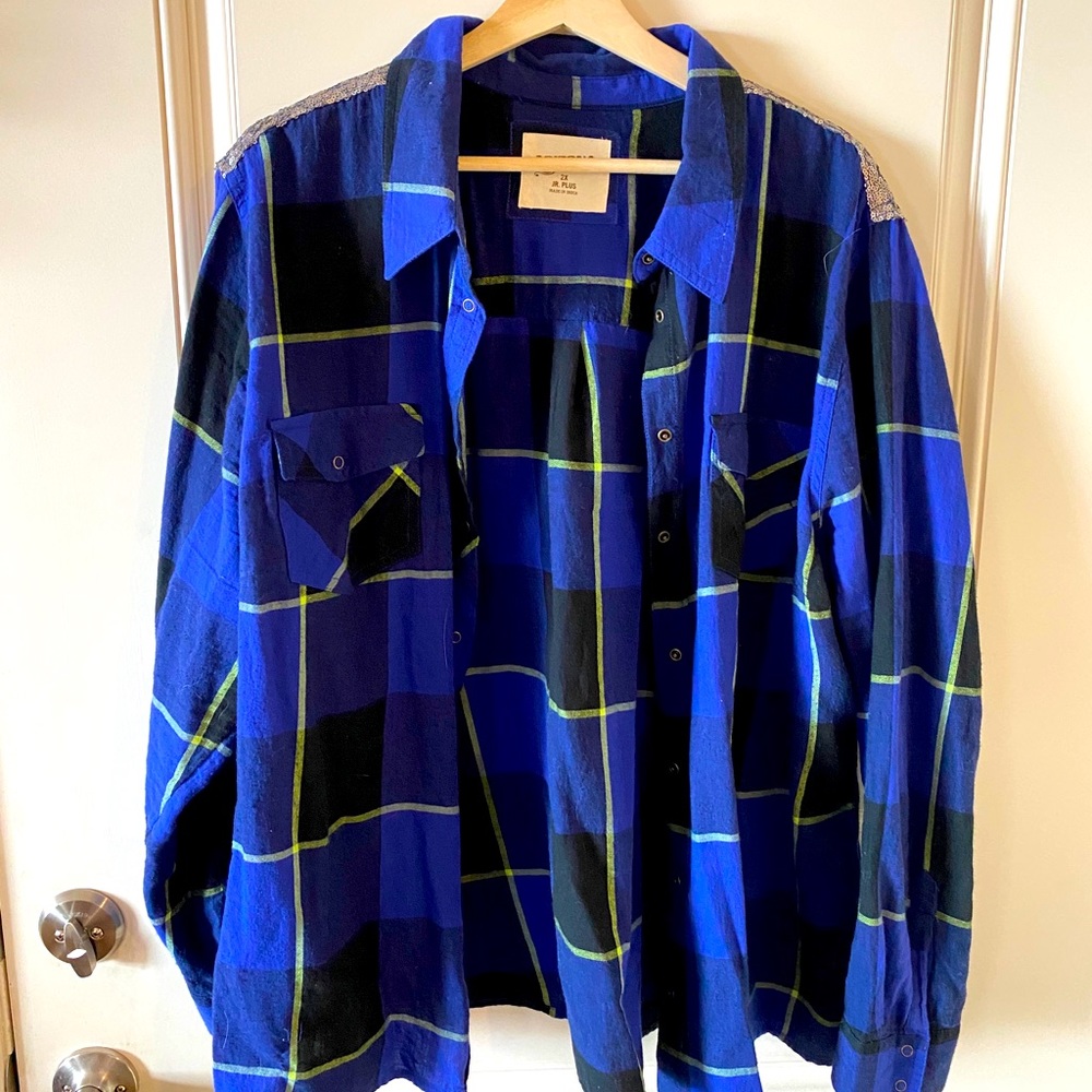 Blue and Gold Sequin Flannel